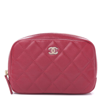 Chanel Lambskin Quilted Small Curvy Pouch Cosmetic Case Red 1 of 8