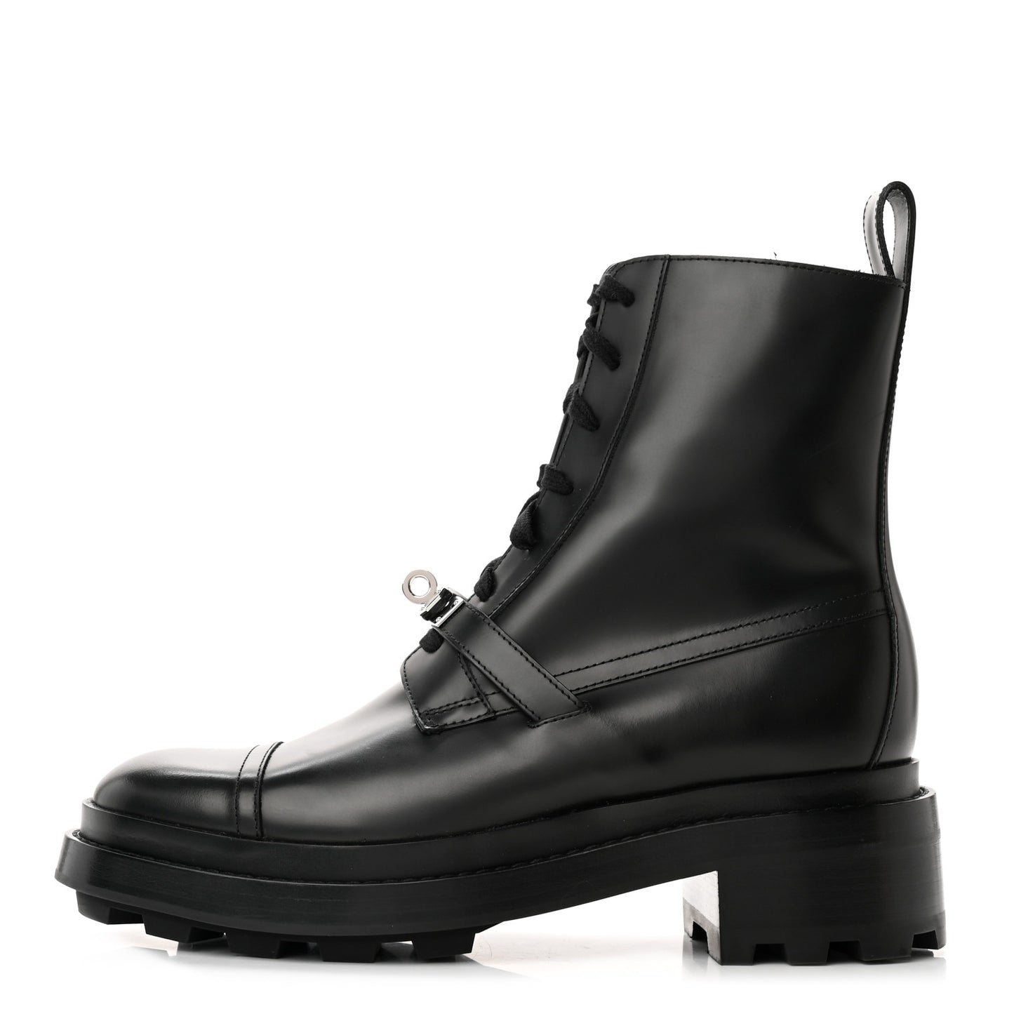 Glossed Calfskin Funk Ankle Boots 38 Black