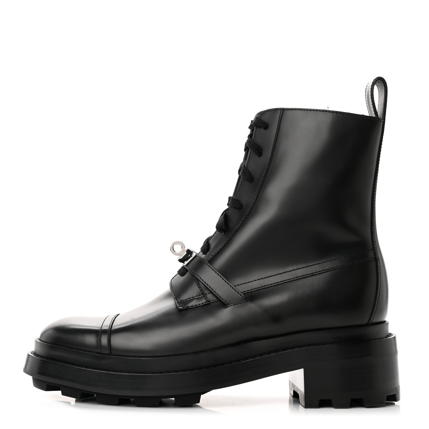 Hermes Glossed Calfskin Funk Ankle Boots 38 Black 1 of 12