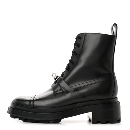 Hermes Glossed Calfskin Funk Ankle Boots 38 Black 1 of 12