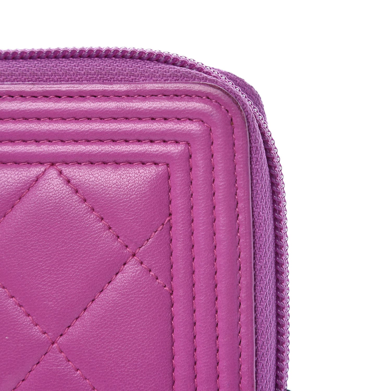 Chanel Lambskin Quilted Small Boy Zip Around Wallet Fuschia 12 of 12