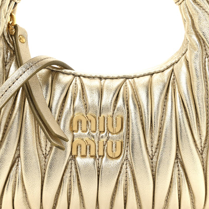 Miu Miu Metallic Nappa Matelasse Mini Wander Hobo Pirite 7 of 9