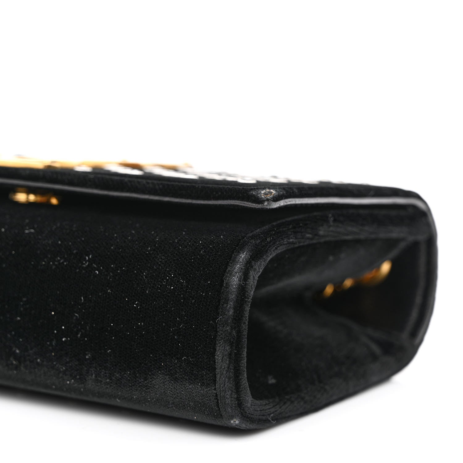Saint Laurent Velvet Crystal Studded Monogram Small Kate Satchel Black 10 of 10