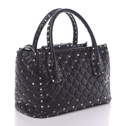 Valentino Garavani Nappa Rockstud Spike Double Handle Tote Black 3 of 15