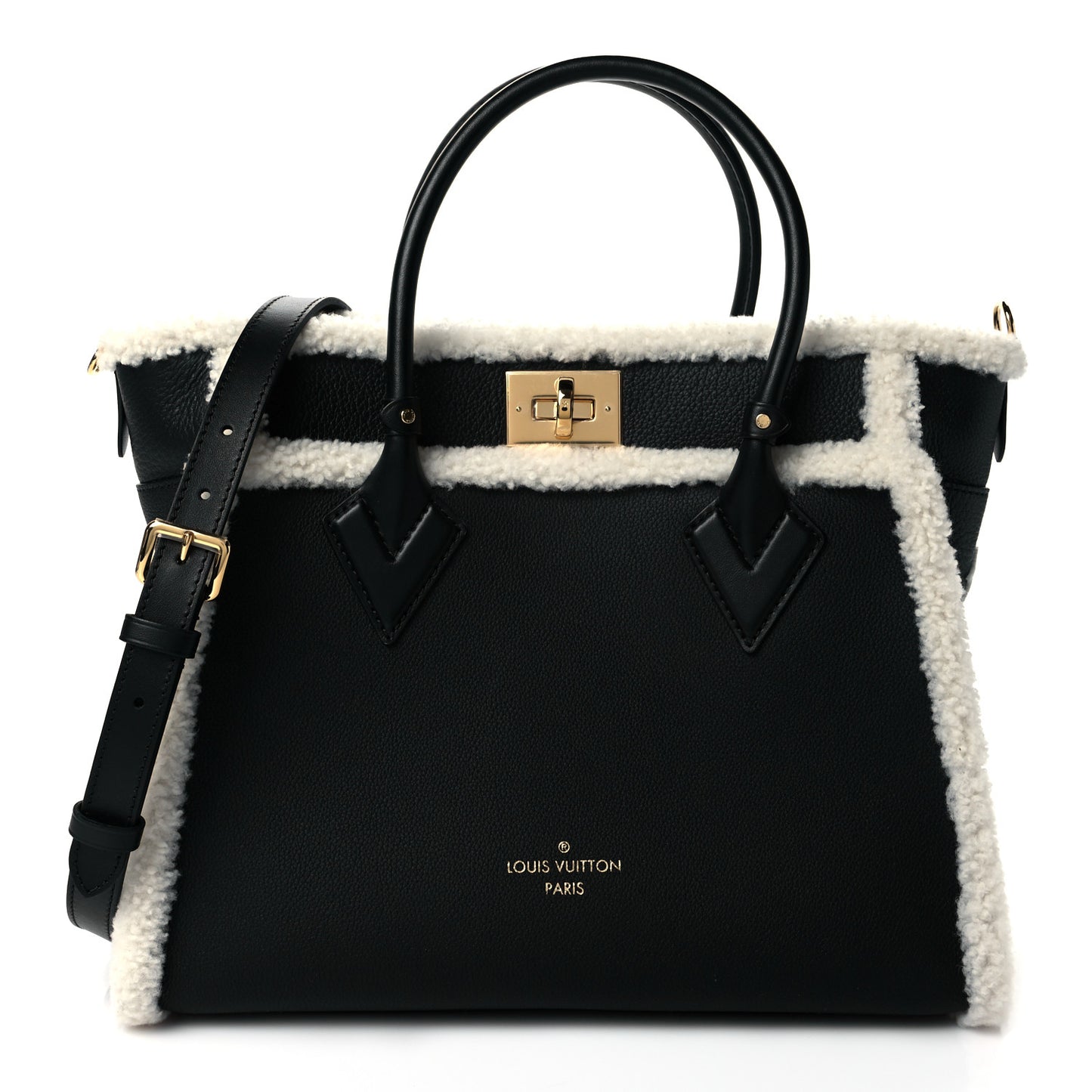 Grained Calfskin Shearling On My Side MM Black