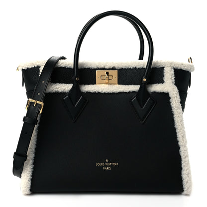 Louis Vuitton Grained Calfskin Shearling On My Side MM Black 1 of 8