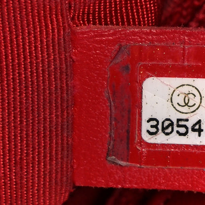 Chanel Lambskin Stitched Pearl Logo Top Handle Flap Red 7 of 11