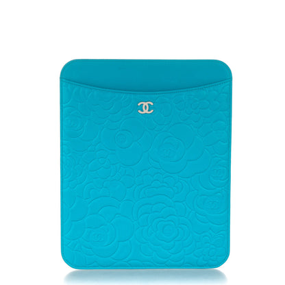 Chanel Lambskin Camellia Embossed iPad Case Turquoise 1 of 7
