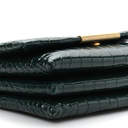 Balenciaga Shiny Extra Supple Calfskin Crocodile Embossed Small Triplet Bag Forest Green 8 of 9