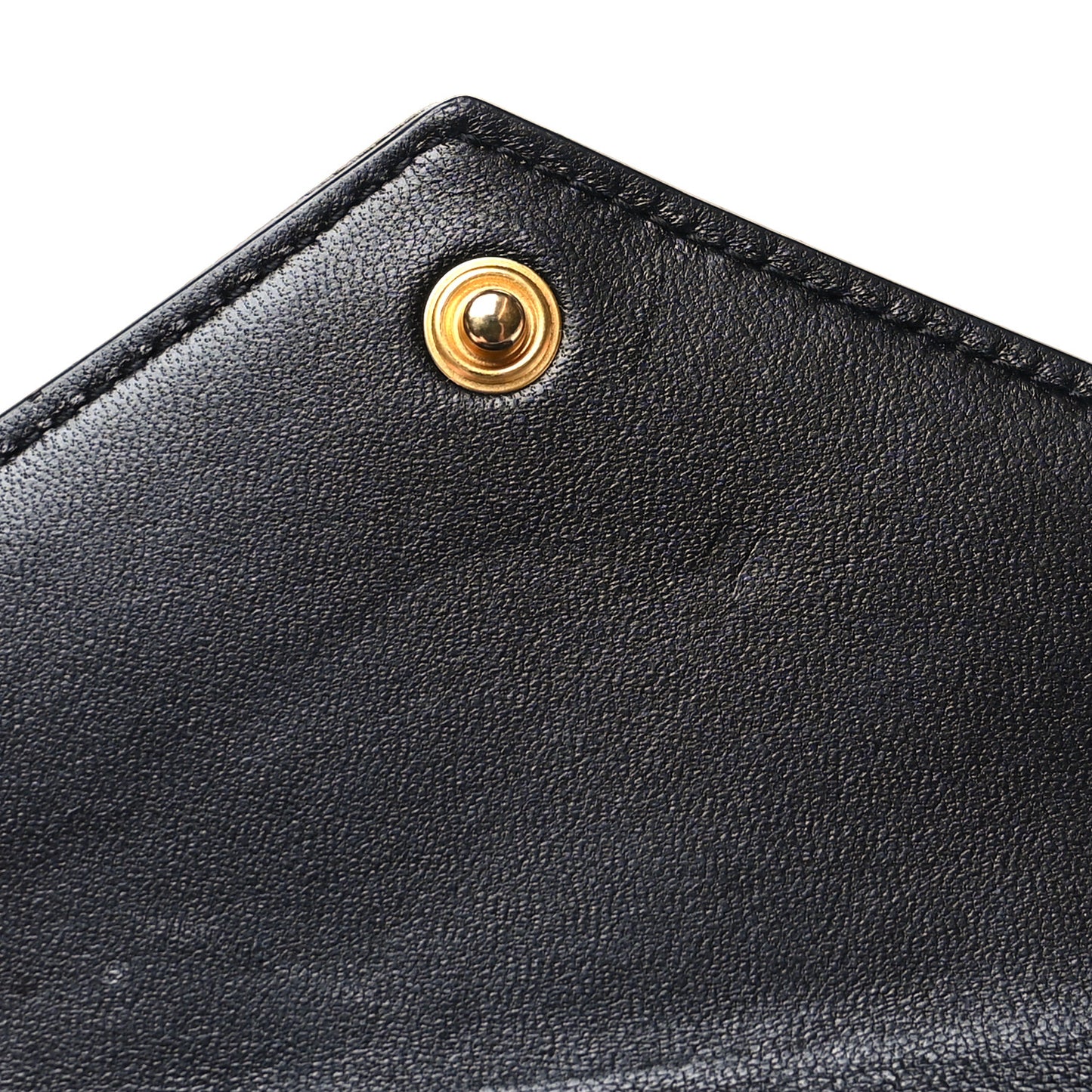 Grain De Poudre Matelasse Chevron Monogram Compact Tri Fold Wallet Black