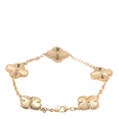 Van Cleef & Arpels 18K Yellow Gold 5 Motifs Guilloche Vintage Alhambra Bracelet 3 of 7