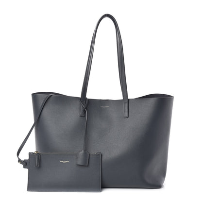 Saint Laurent Calfskin Large Shopping Tote Deep Marine 1 of 8