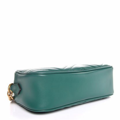 Gucci Calfskin Matelasse Small GG Marmont Chain Shoulder Bag Emerald Green 4 of 8
