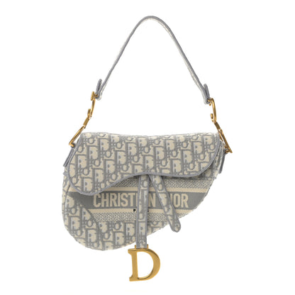 Christian Dior Oblique Embroidered Saddle Bag Gray 1 of 11