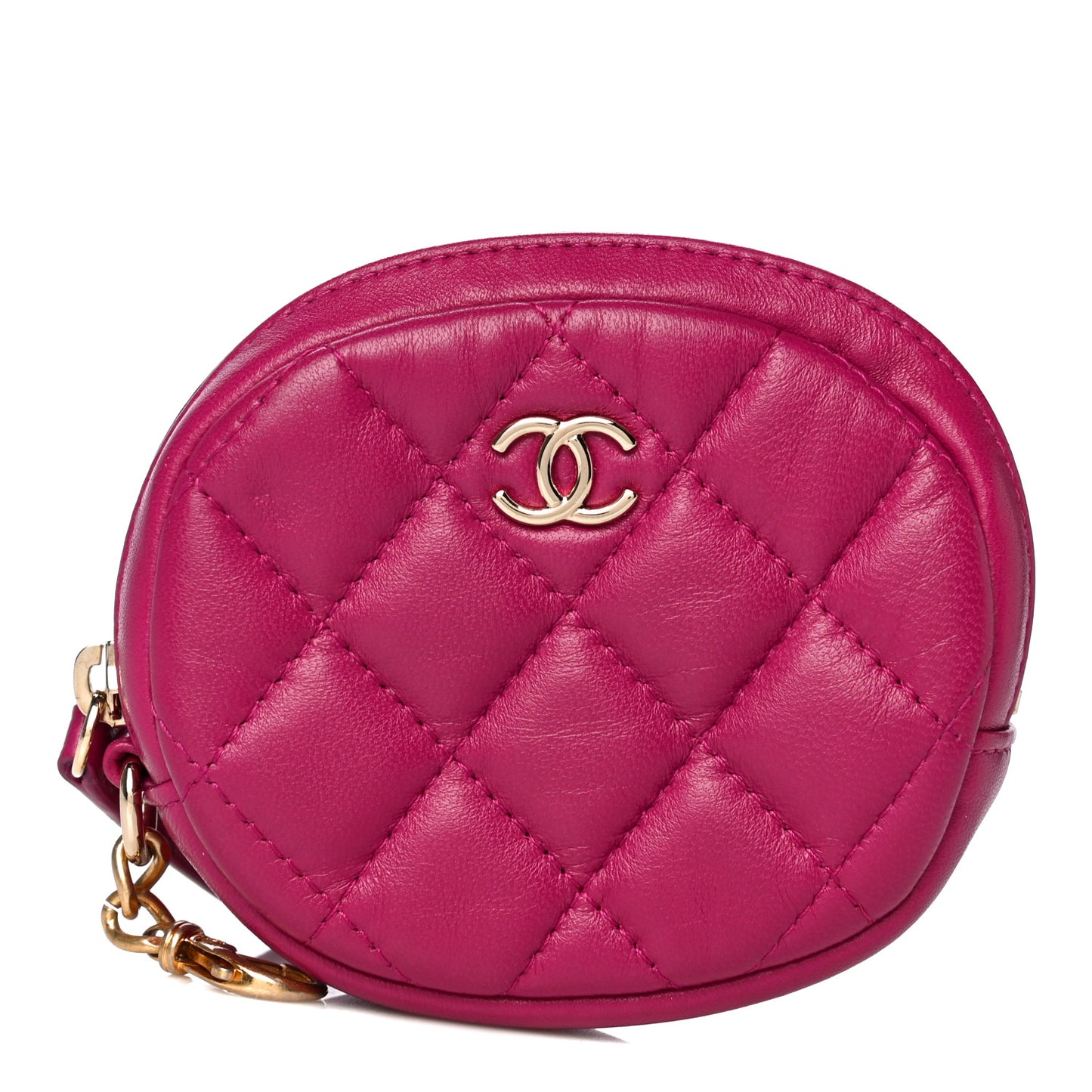 Lambskin Quilted Zip Around Classic Coin Purse Pink