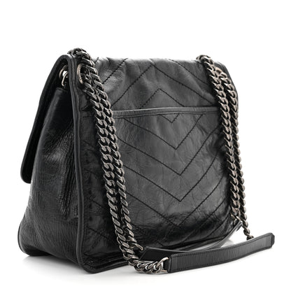 Saint Laurent Crinkled Calfskin Matelasse Monogram Medium Niki Chain Satchel Black 3 of 11