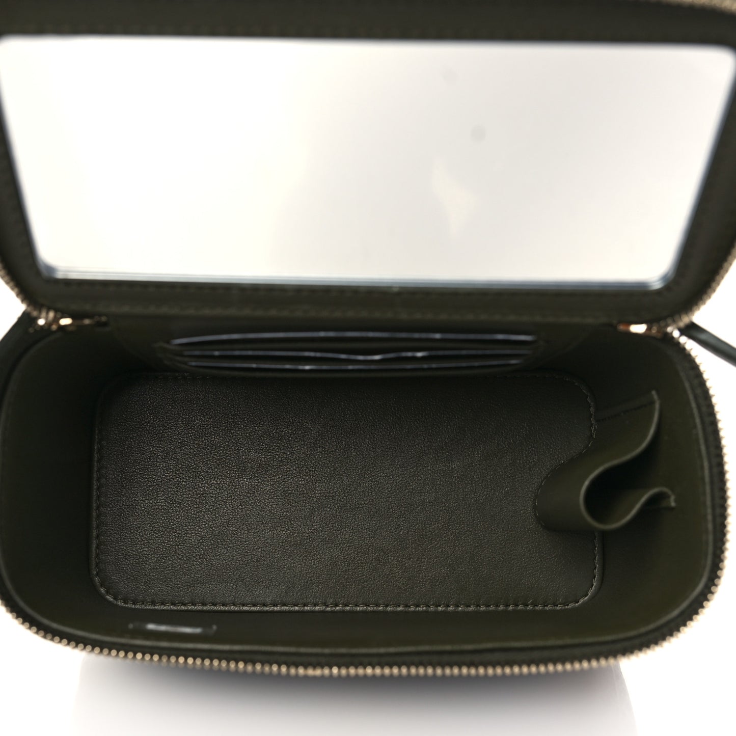 Lambskin Quilted Pick Me Up Vanity Case Khaki