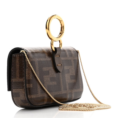 Fendi Glazed Fabric FF 1974 Nano Baguette Charm Mogano Panna 3 of 10