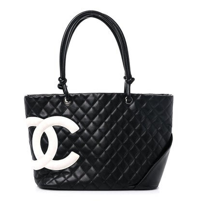 Chanel Calfskin Quilted Large Cambon Tote Black White 1 of 19