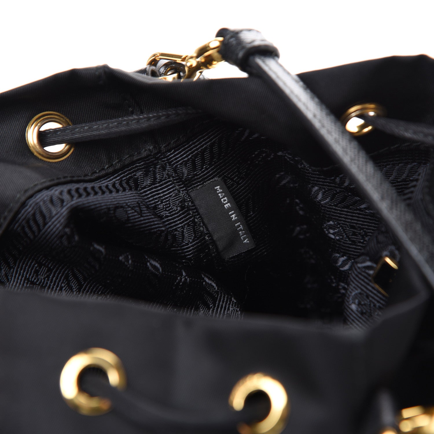 Prada Saffiano Tessuto Nylon Mini Bucket Crossbody Bag Black 6 of 11