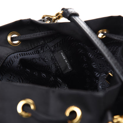 Prada Saffiano Tessuto Nylon Mini Bucket Crossbody Bag Black 6 of 11