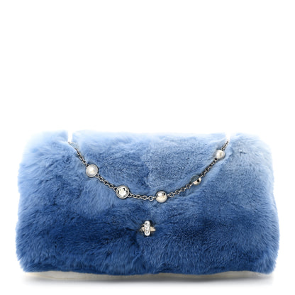 Miu Miu Rabbit Fur Crystal Flap Clutch Azzuro White 1 of 10