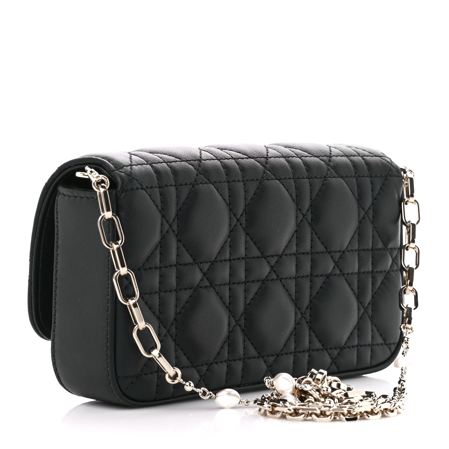 Christian Dior Lambskin Cannage Dior Talk Phone Pouch Black 2 of 11