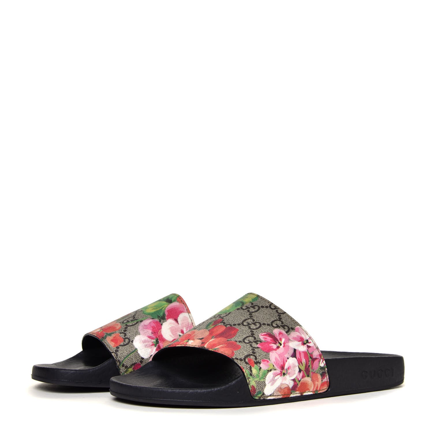 Gucci GG Supreme Monogram Blooms Slide Sandals 38 Beige Multicolor 4 of 12