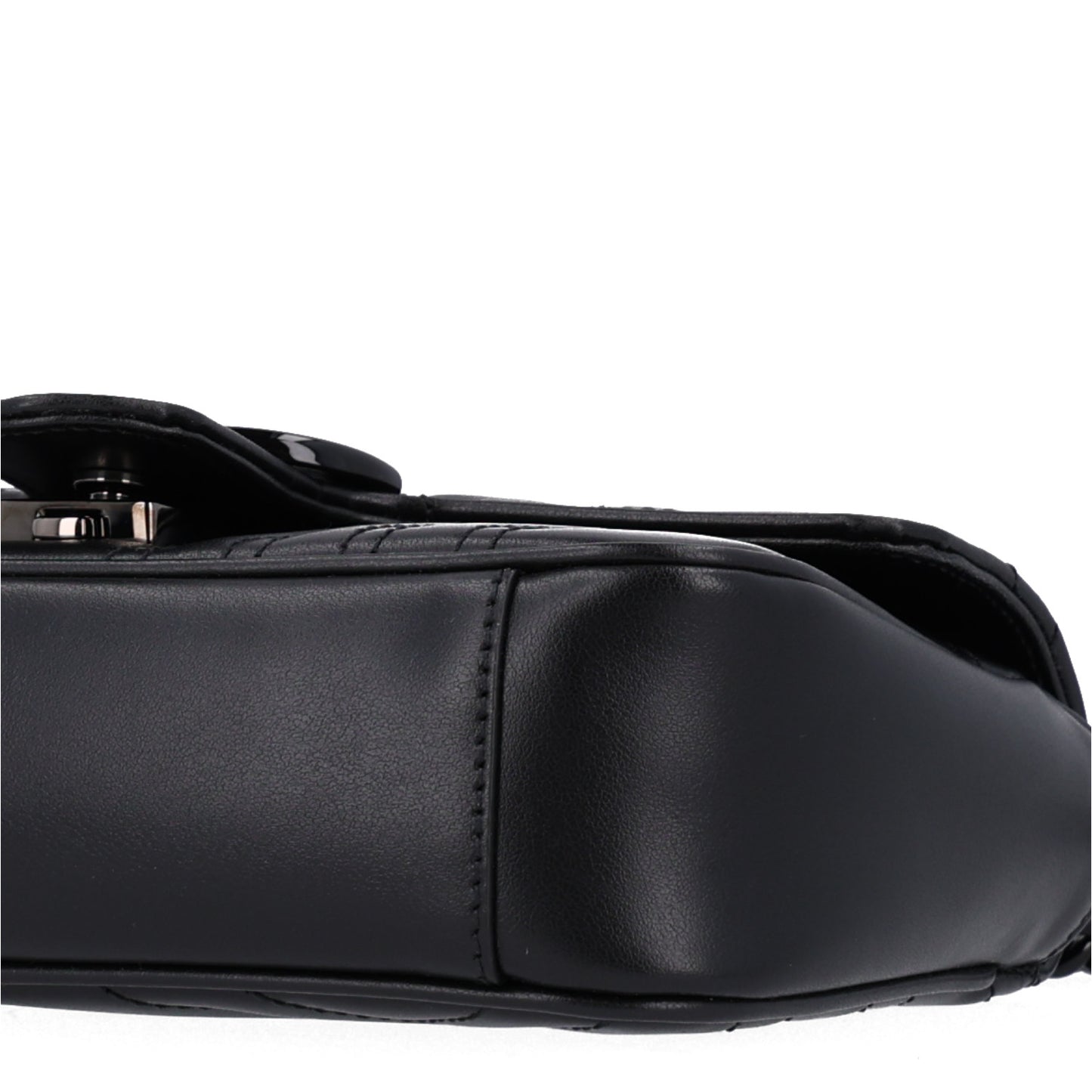 Calfskin Matelasse Monochrome Mini GG Marmont Shoulder Bag Black
