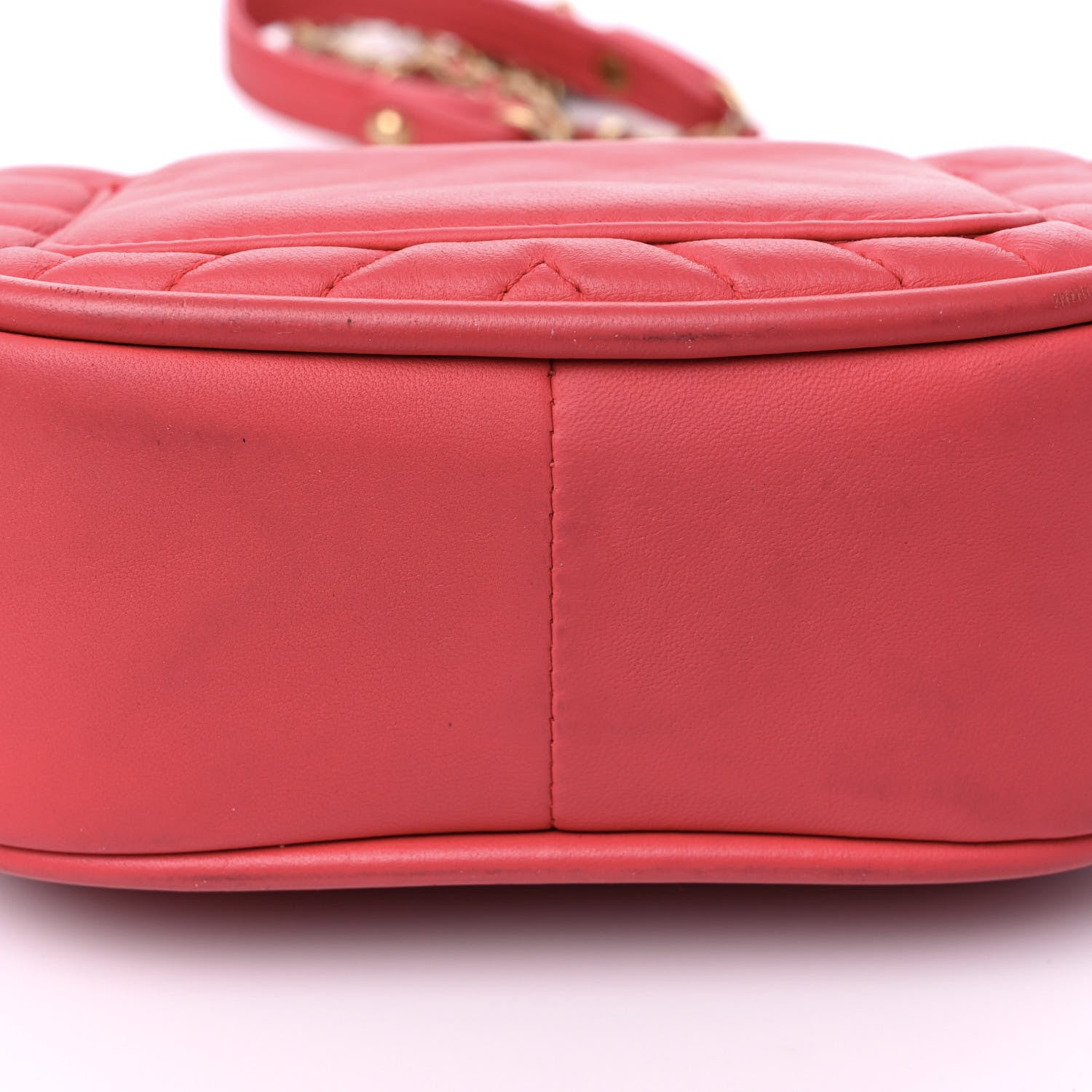 Chanel Lambskin Reverse Chevron Quilted Mini Round Top Handle Flap Bright Pink 13 of 17