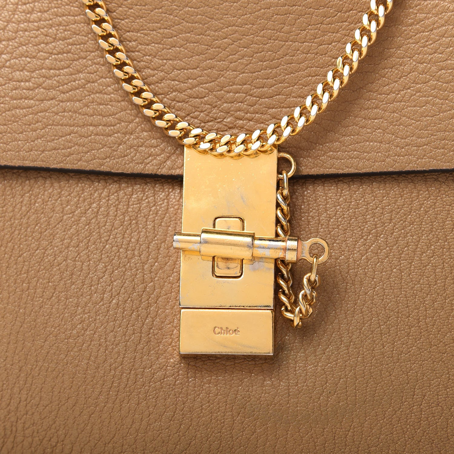 Chloe Grained Lambskin Mini Drew Shoulder Bag Nut 9 of 9