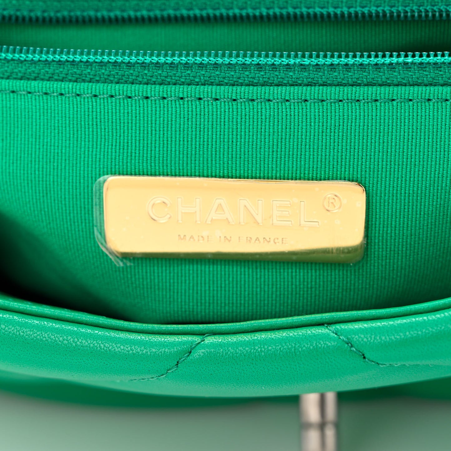 Lambskin Quilted Medium Chanel 19 Flap Green