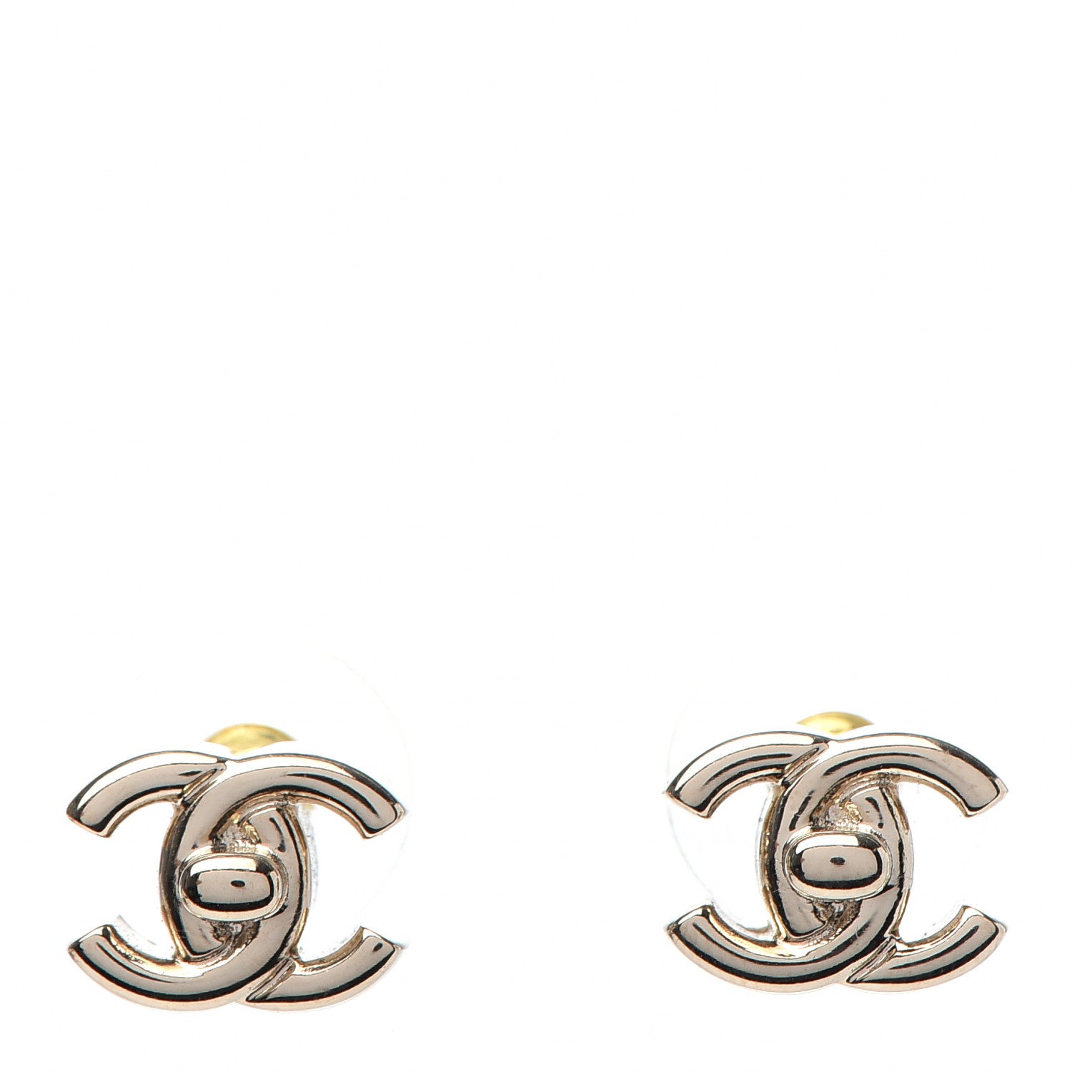 Chanel Metal CC Turnlock Earrings Gold 1 of 4