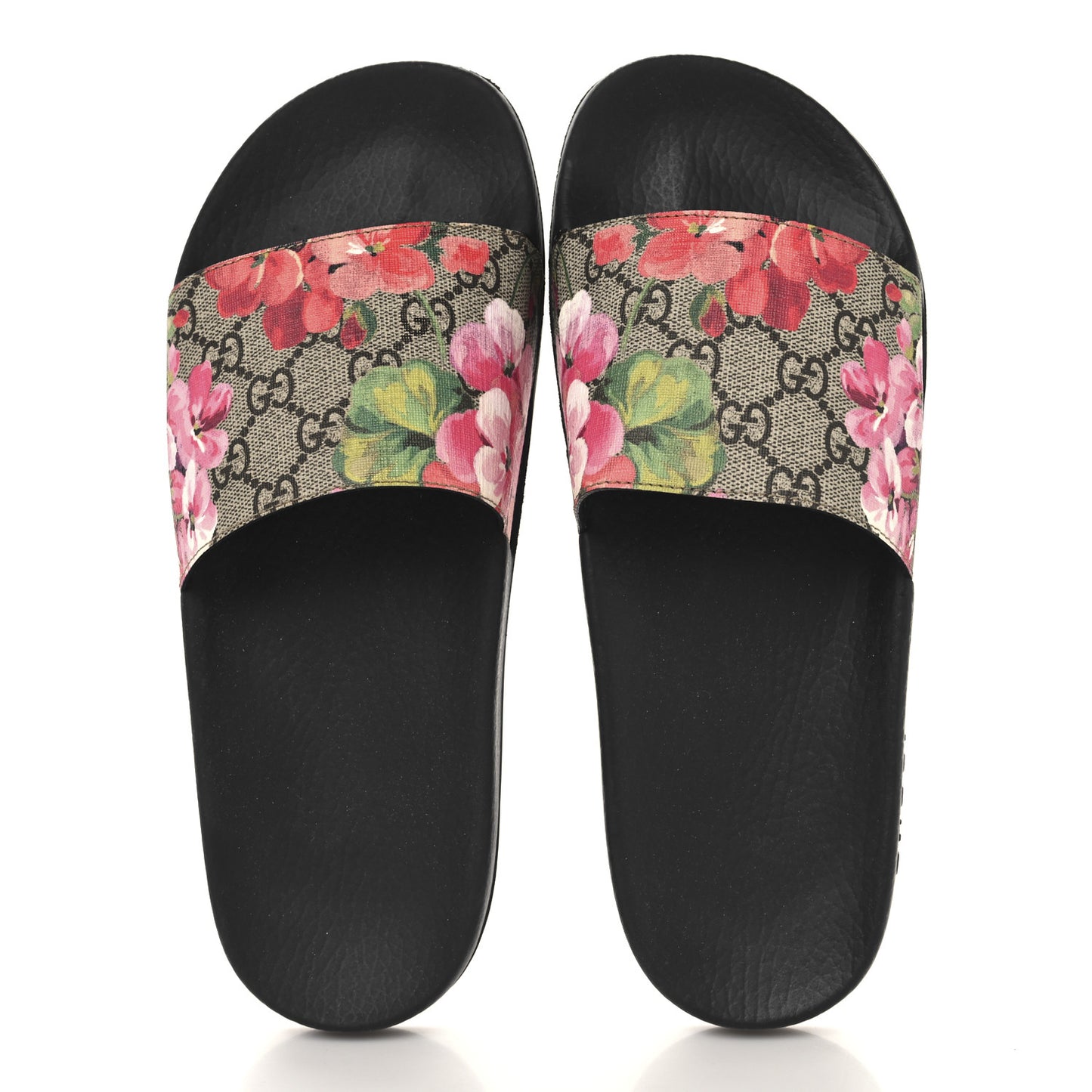 GG Supreme Monogram Blooms Slide Sandals 37 Beige Multicolor