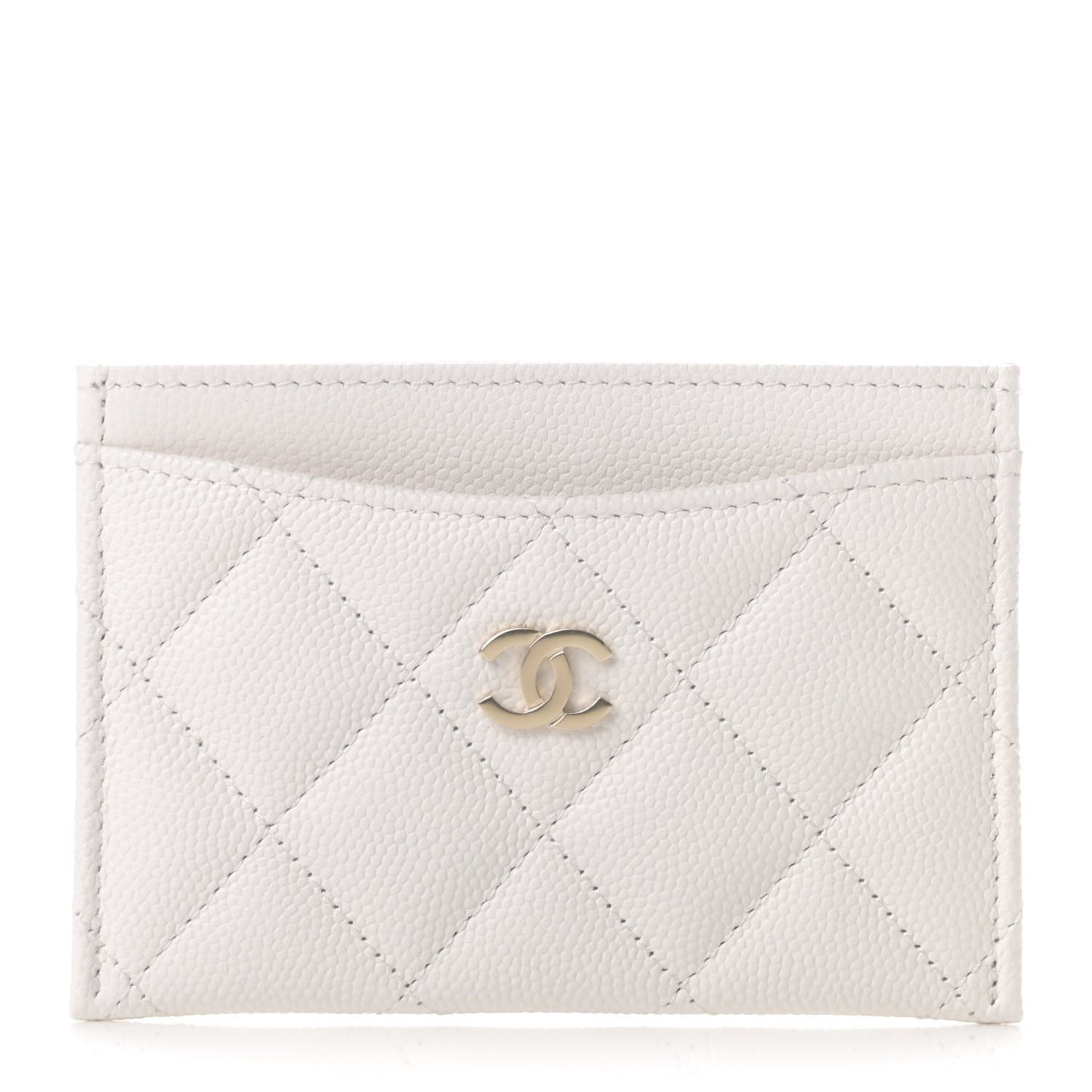 Caviar Quilted Card Holder White
