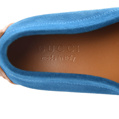 Gucci Suede Mens Driver Loafers 8 Riviera Blue 7 of 8
