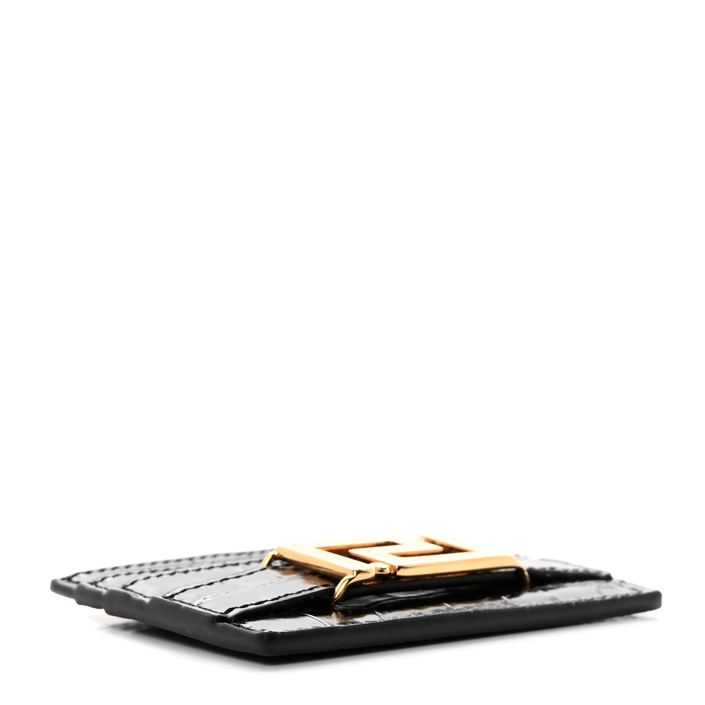 Calfskin Crocodile Embossed Greco Goddess Card Holder