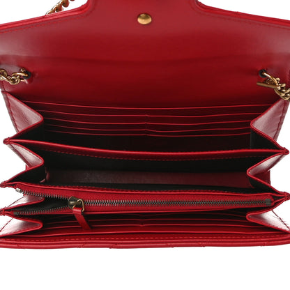 Gucci Calfskin Matelasse GG Marmont Chain Wallet Hibiscus Red 5 of 10