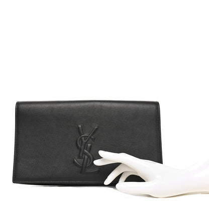 Saint Laurent Goatskin Monogram Large Belle De Jour Clutch Black 2 of 9