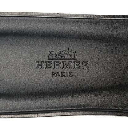 Hermes Box Calfskin Oran Sandals 38.5 Black 7 of 9