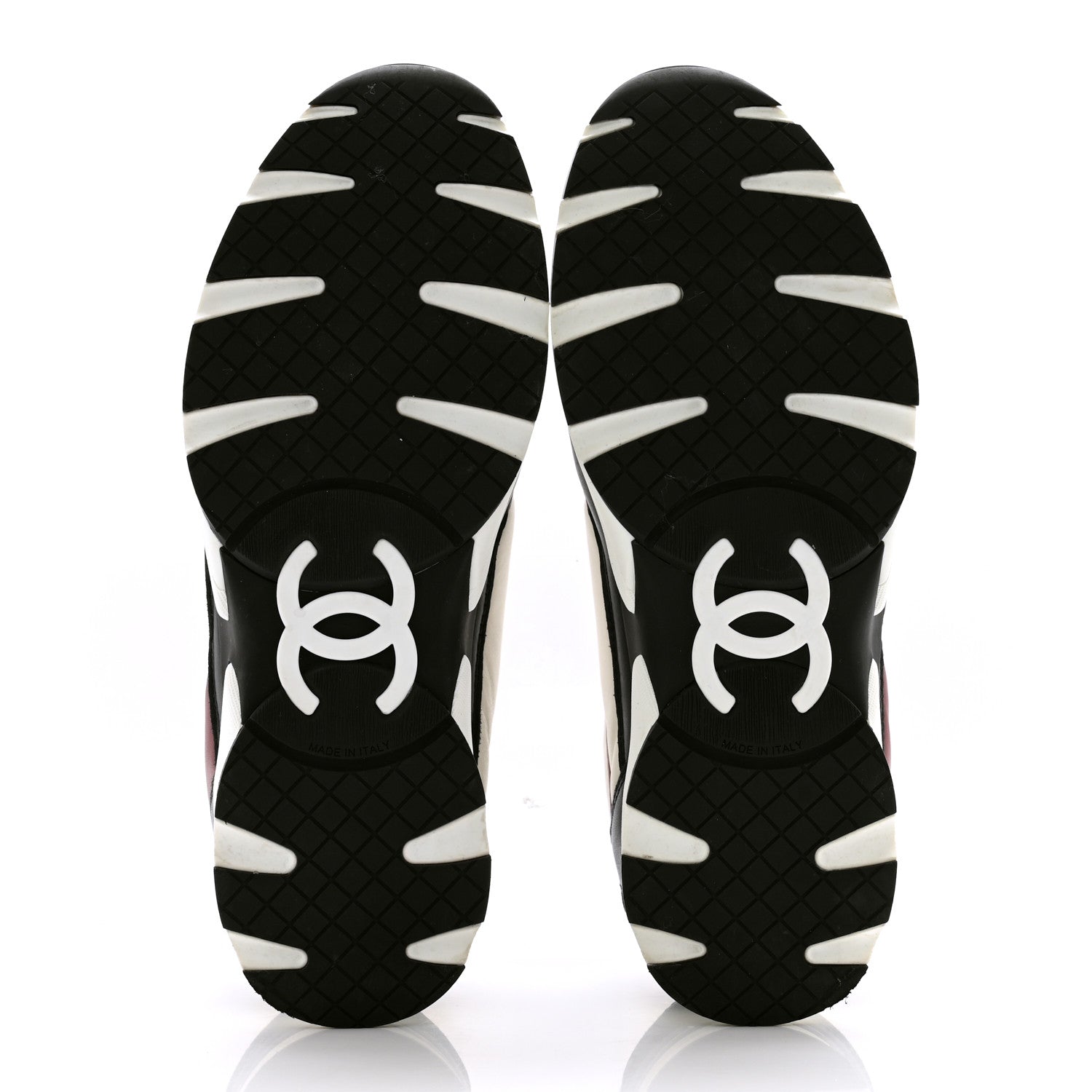 Chanel Calfskin CC Sneakers 40.5 Burgundy White 5 of 8