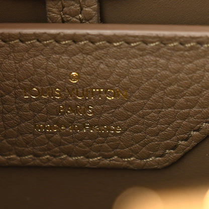 Louis Vuitton Taurillon Capucines MM Smokey Brown Green Creme Pink 6 of 9