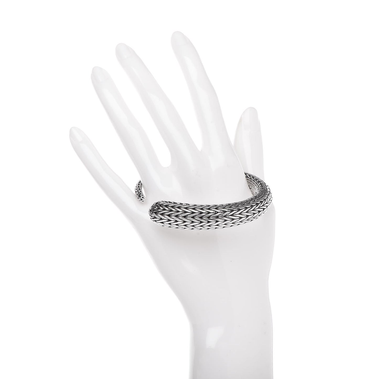 Sterling Silver Classic Chain Hinged Bangle