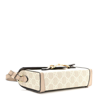 Gucci GG Supreme Monogram Textured Dollar Calfskin Mini Horsebit 1955 Shoulder Bag Beige Mystic White Oatmeal 4 of 10