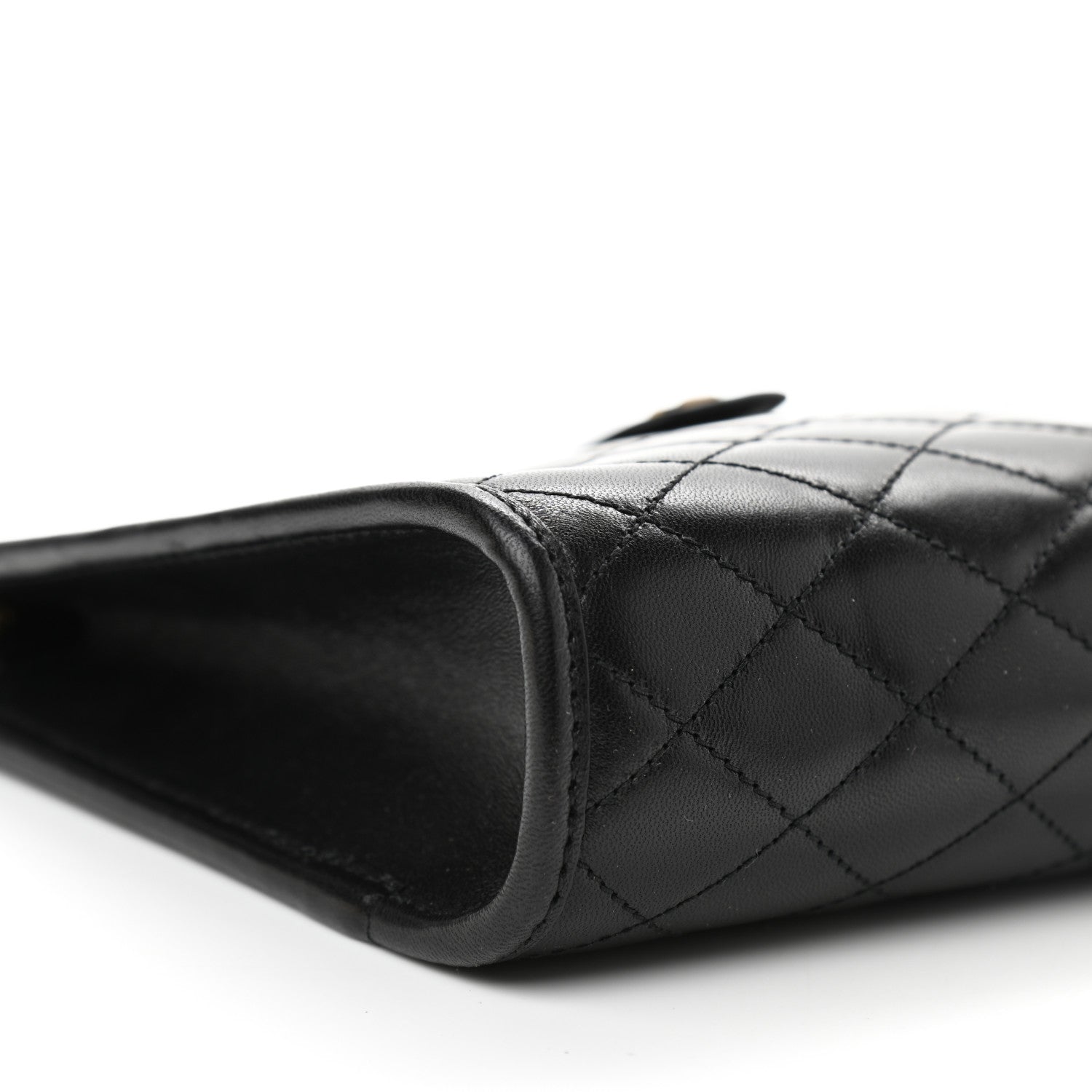 Saint Laurent Lambskin Quilted Monogram Baby Victoire Chain Clutch Bag Black 9 of 10