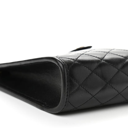 Saint Laurent Lambskin Quilted Monogram Baby Victoire Chain Clutch Bag Black 9 of 10