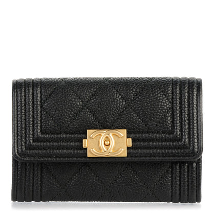 Chanel Caviar Quilted Boy Flap Card Holder Black 1 of 8