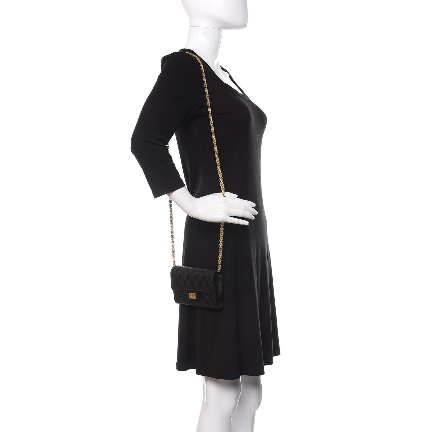 Aged Calfskin Quilted 2.55 Reissue Clutch With Chain Black