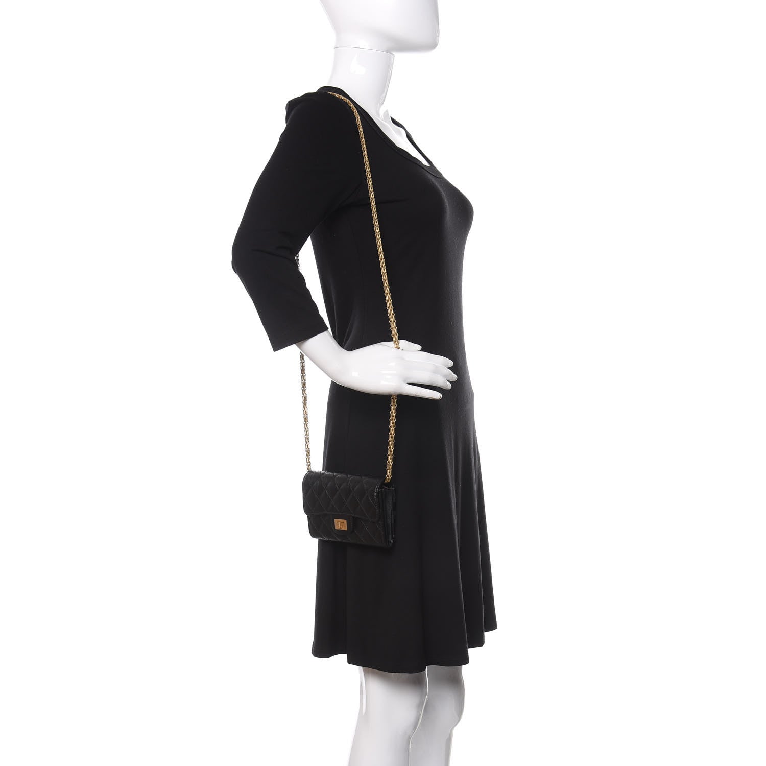 Chanel Aged Calfskin Quilted 2.55 Reissue Clutch With Chain Black 2 of 14