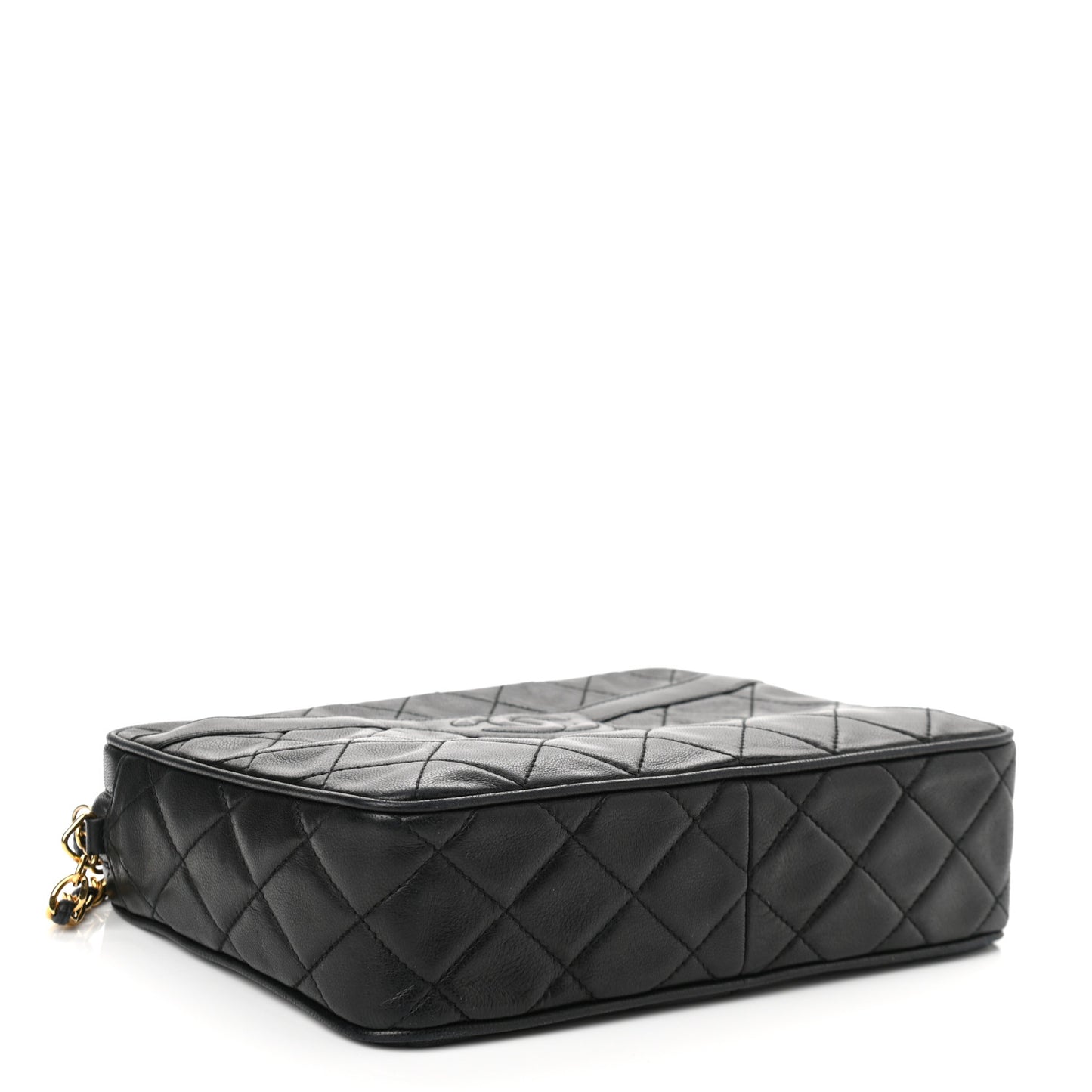 Lambskin Quilted CC Tassel Camera Case Black